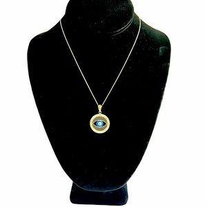 Necklace Solid gold 10k eye blue charm and chain